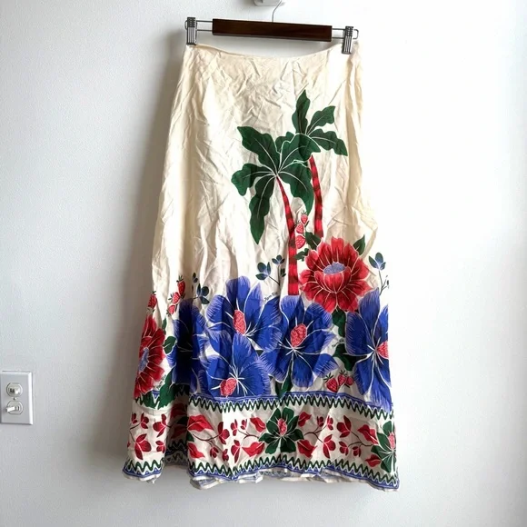 Farm Rio Womens Midi Skirt Size Small Floral - Picture 2 of 5